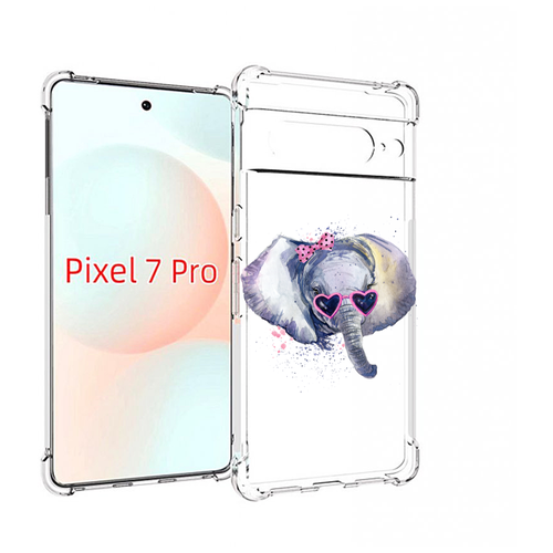 Чехол MyPads слоник в очках для Google Pixel 7 Pro задняя-панель-накладка-бампер