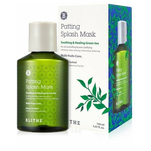 BLITHE Восстанавливающая сплэш-маска Patting Splash Mask Soothing & Healing Green Tea 150 мл сплэш маска восстанавливающая смягчающий и заживляющий зеленый чай blithe patting splash mask green tea 70 мл