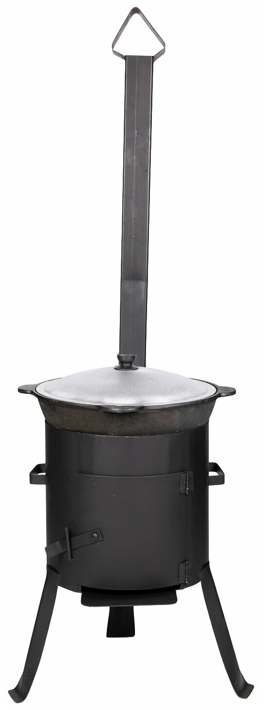 Комплект печь с трубой и казан 12 литров плоское дно / не требует обжига