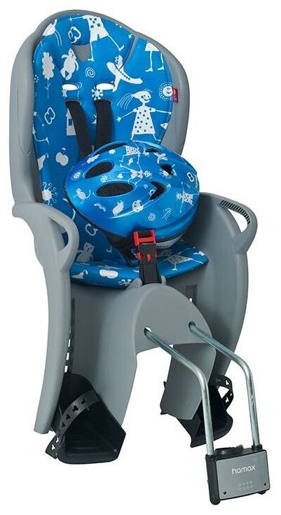 Детское велокресло Hamax Kiss Safety Package & Helmet Medium Grey/Light Blue
