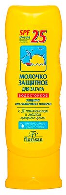 FLORESAN Молочко защитное для загара водостойкое SPF25, 125 мл, FLORESAN