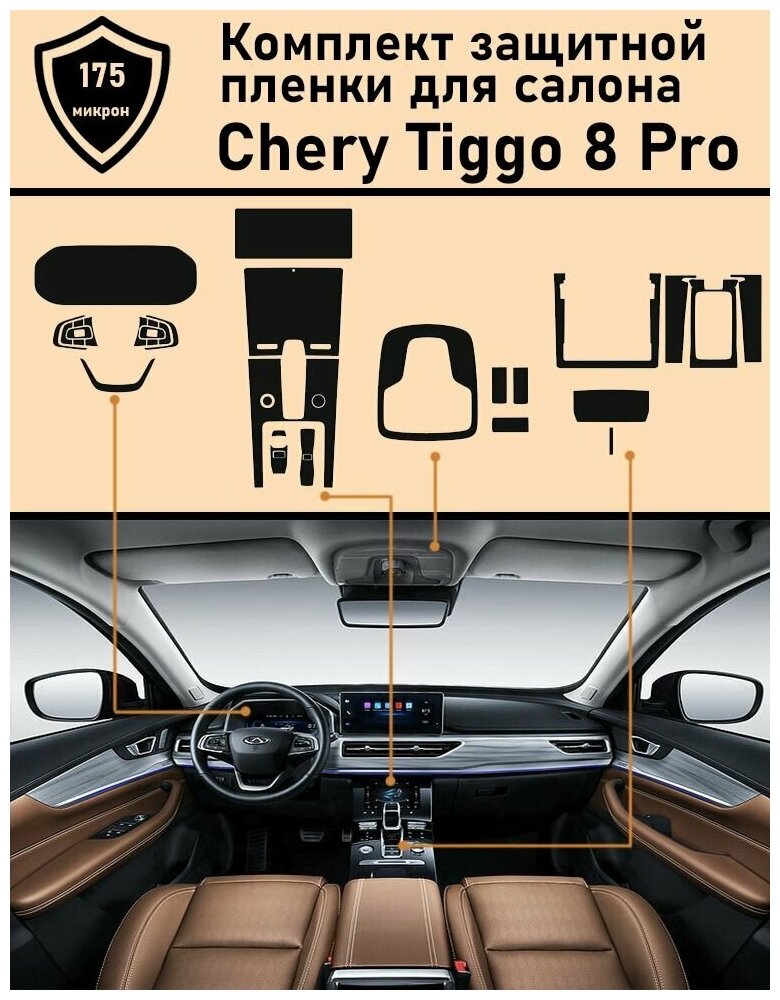 Chery Tiggo 8 Pro/Чери Тигго 8 про/ полный комплект защитной пленки для салона/ дисплей+консоль+гу+климат