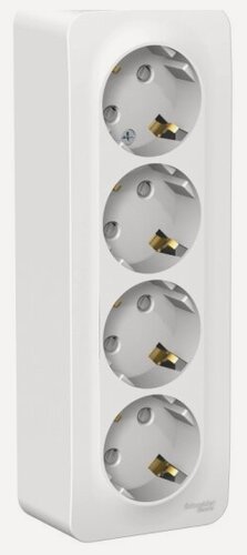 Изображение товара Розетка Systeme Electric (schneider Electric) SCHNEIDER ELECTRIC BLANCA 4-я с заземлением, со шторками, изол. пл, 16А, 250В, Белый, BLNRA011411