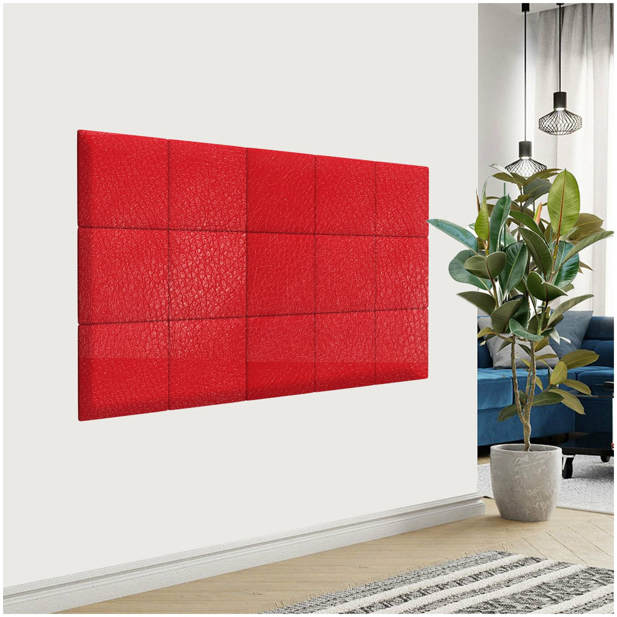 Стеновая панель Eco Leather Red 30х30 см 4 шт.