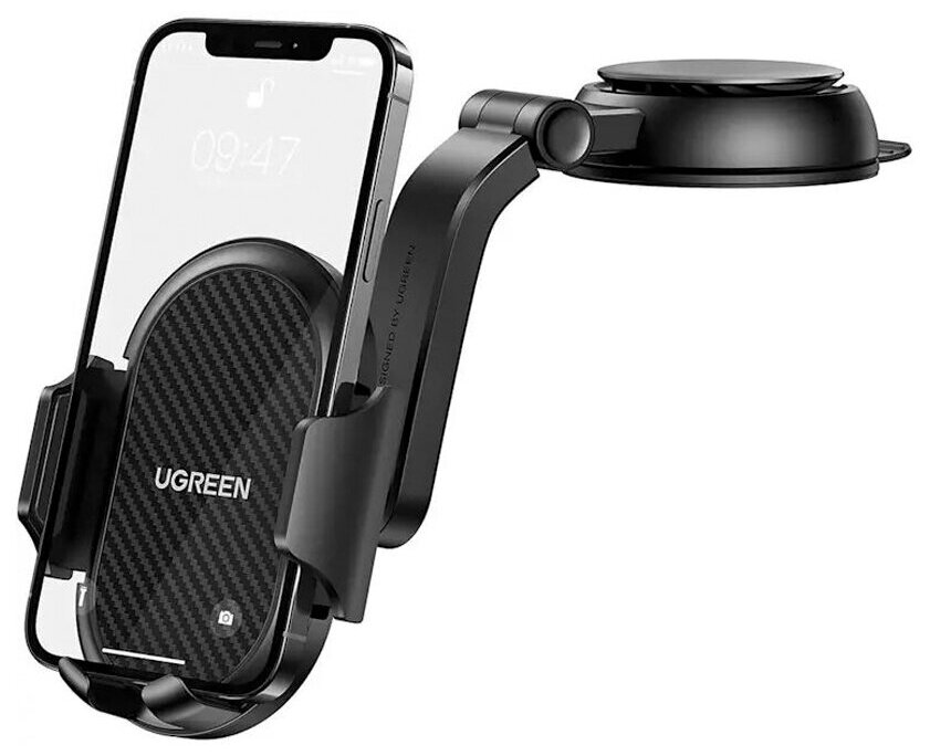 Автомобильный держатель UGREEN LP405 (20473) Waterfall-Shaped Suction Cup Phone Mount с присоской чёрный