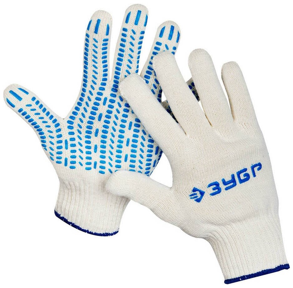 Перчатки ЗУБР трикотажные, с защитой от скольжения, (11390-K10) L-XL