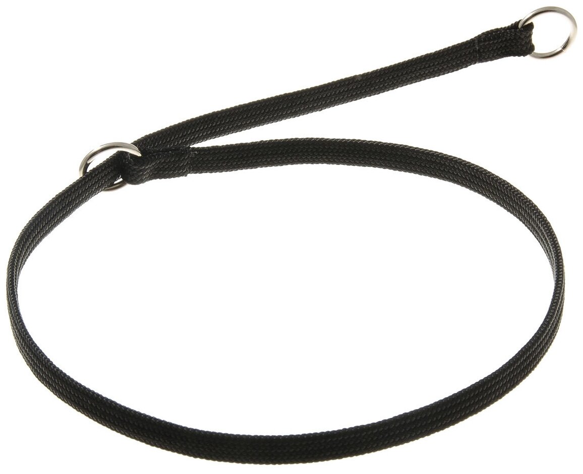 Ошейник удавка для собак V.I.Pet с 2-я кольцами (лента-чулок) 10 мм, 65 см, черный