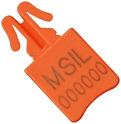 Пломба пластиковая номерная для сейф-контейнеров, пеналов для ключей, устройств доступа к личинкам замков М-Сил оранжевый маркировка черный 250 шт.