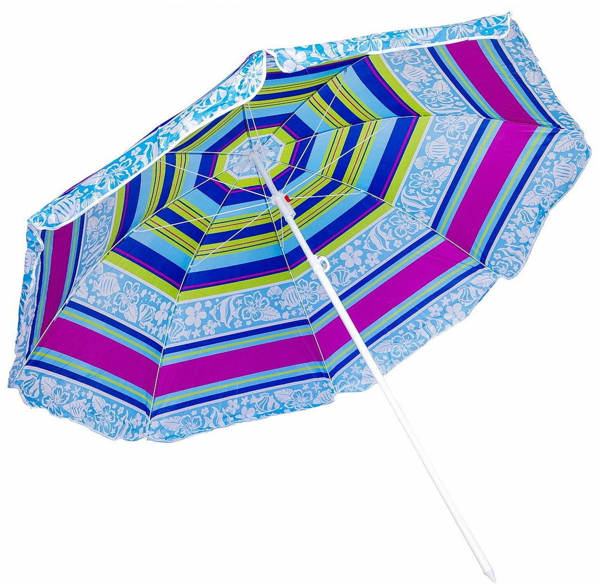 Зонт пляжный 200 см, с наклоном, 8 спиц, мет-л, Рыбки, LG06 - фотография № 1