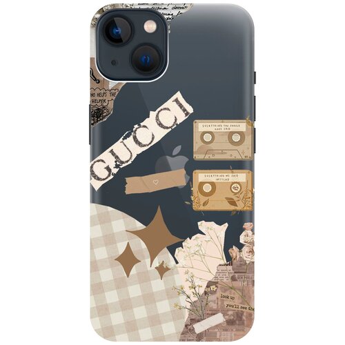 Силиконовый чехол на Apple iPhone 14 Plus / Эпл Айфон 14 Плюс с рисунком GUCCI Stickers силиконовый чехол на apple iphone 14 plus эпл айфон 14 плюс с рисунком cute stickers