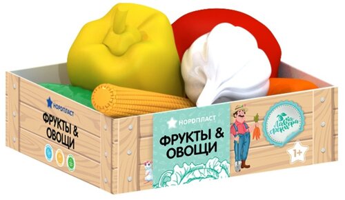 Набор продуктов игрушечный, набор овощи в ящике, 7 предметов