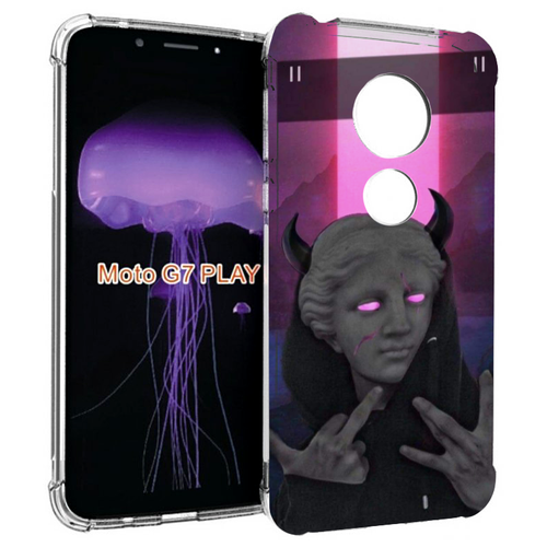 Чехол MyPads глитч-статуя для Motorola Moto G7 Play задняя-панель-накладка-бампер чехол mypads стрит арт статуя для motorola moto g7 play задняя панель накладка бампер