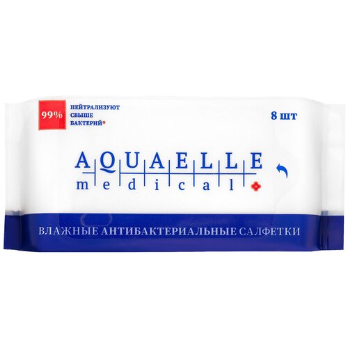 Салфетки влажные Aquaelle Medical универсальные антибактериальные (8лист.) (уп.:8пач.)