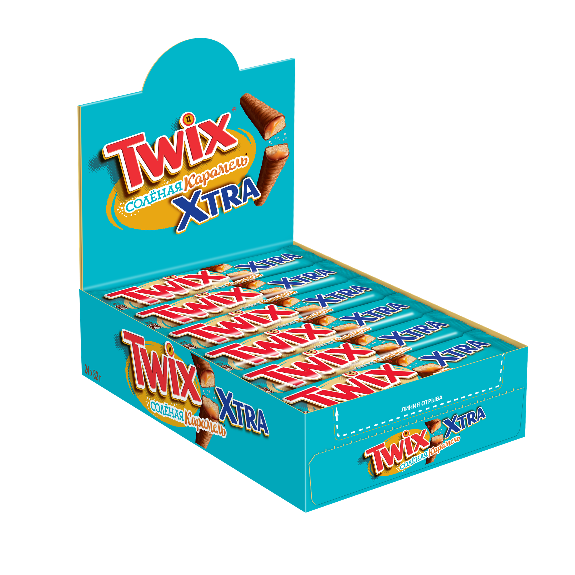 Батончик Twix соленая карамель, 82 г, 24 шт.