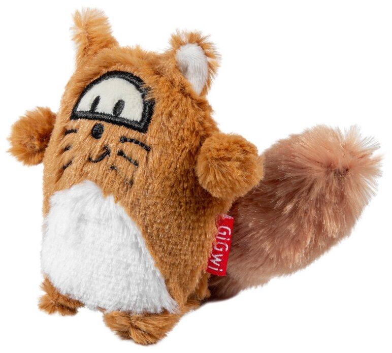 Игрушка для собак GIGWI Dog Toys Лиса с большой пищалкой, текстиль, коричневая (9 см)