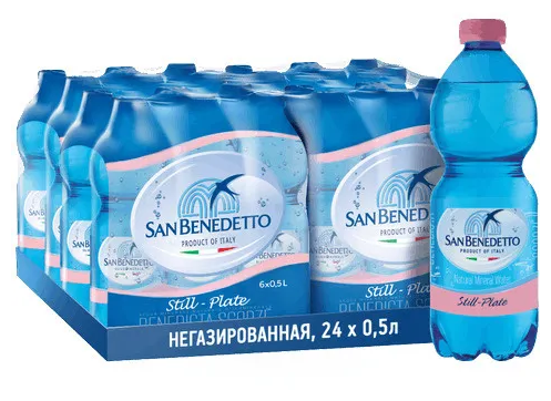 Минеральная вода San Benedetto / Сан Бенедетто негазированная ПЭТ 0.5 л (24 штук)