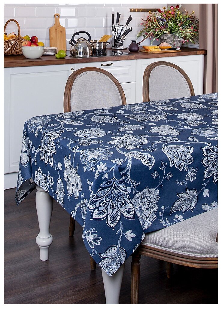 фото Скатерть SANTALINO 220*160 сапфир, х/б 100%, т. синий,(850-603-8)
