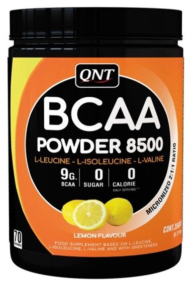 Аминокислоты Qnt BCAA Powder 8500 (лимон), 350г