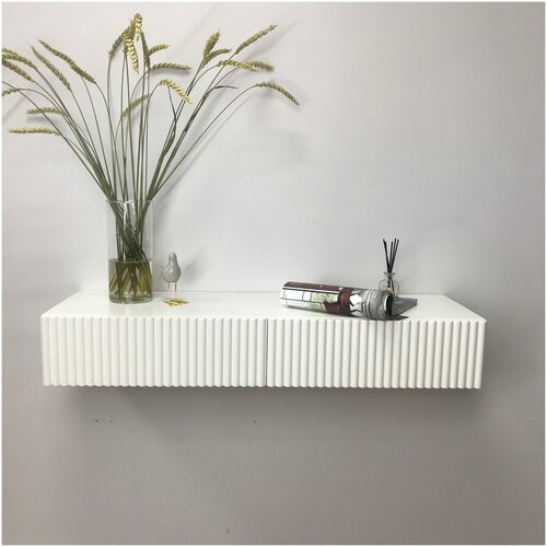 Туалетный столик подвесной в эмали, Marsele консоль мебельная навесная в прихожую, в спальню, консольный столик белый 100х32х16 см. Grande House