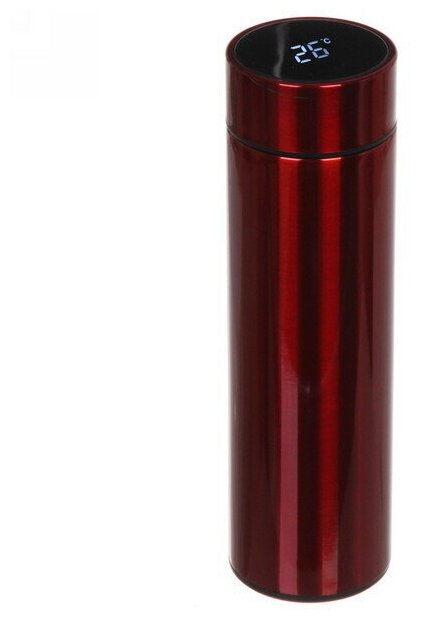 Термос 500мл «Стиль» с датчиком температуры и ситом, красный - фотография № 5