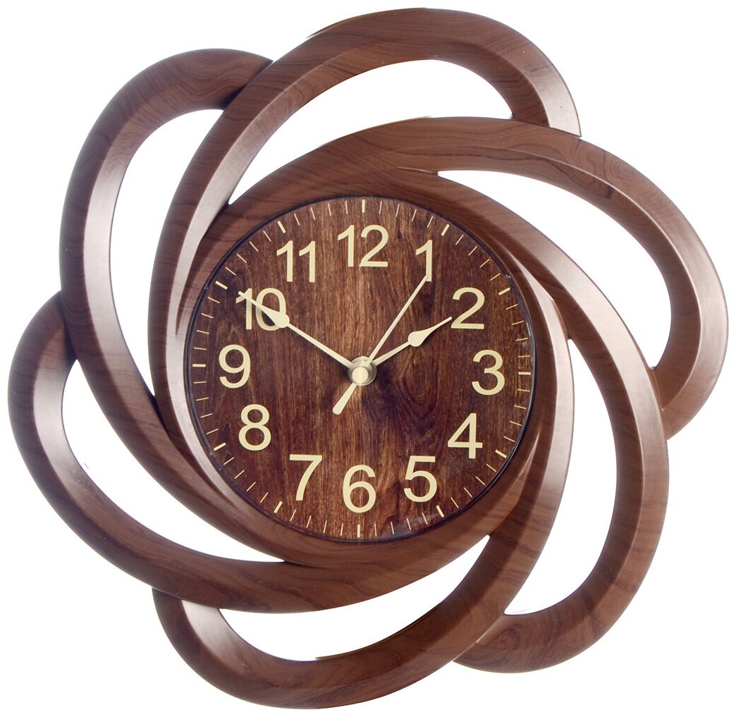 Часы настенные интерьерные MAX-CL338 25х25 см цвет - темно-коричневый корпус - дерево