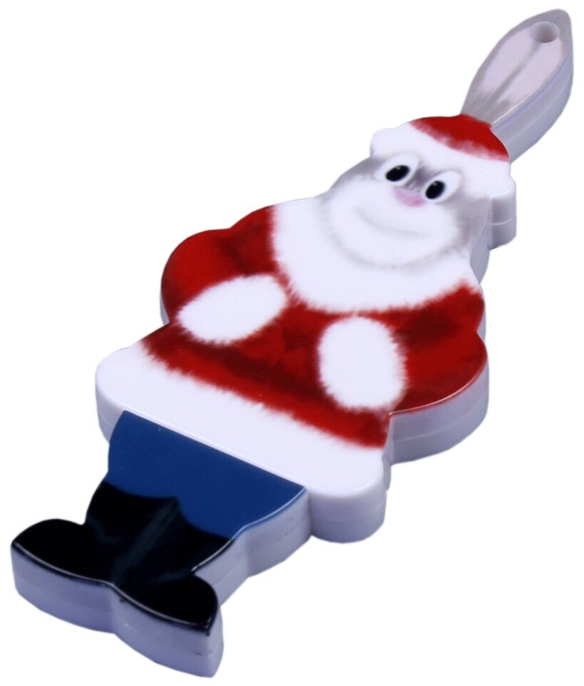 Новогодняя флешка Заяц дед мороз символ 2023 года Rabbit Santa (64 Гб / GB USB 2.0 Белый/White New Year Rabbit)