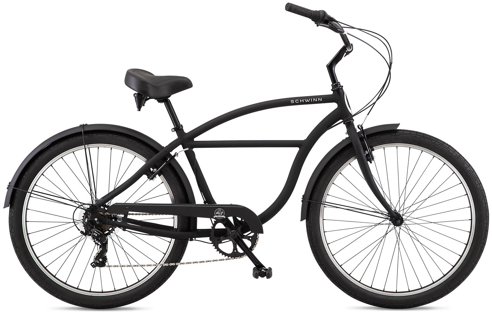 Мужской велосипед круизер 7 скоростей Schwinn ALU 7, черный