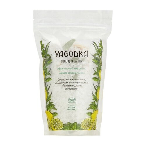Yagodka Соль для ванны Эвкалипт чайное дерево и лимон, 500 г, 500 мл