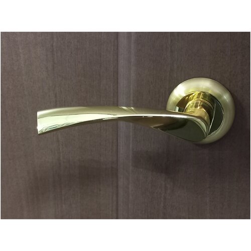 Ручка дверная межкомнатная МЕССИНА ITAROS PREMIUM на круглой розетке матовое золото/золото SG/GP