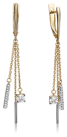 Серьги PLATINA jewelry из золота 585 пробы с фианитом 