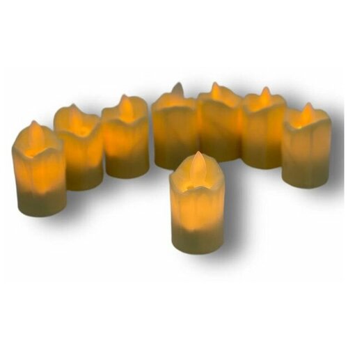 Набор светодиодных свечей на батарейках 8 штуки с эффектом огонька /Интерьерные/Декоративные/Свадебные