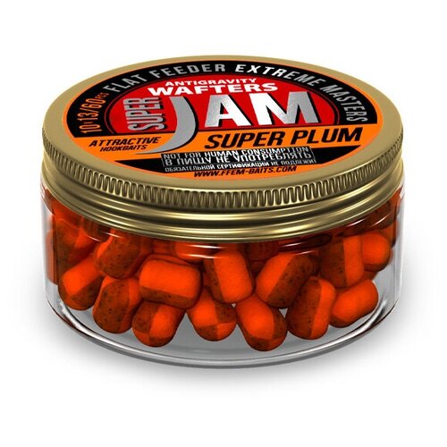 Вафтерсы FFEM JAM WAFTERS SUPER PLUM 10X13 мм слива , банка 100 мл (60 штук) / бойлы нейтральные / вафтерс / Бойлы насадочные нейтральной плавучести / Бойлы сбалансированные, нейтральные