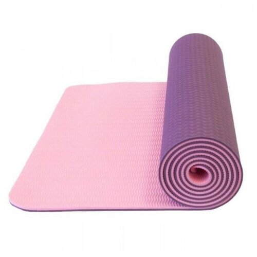 Коврик для йоги LiveUp TPE YOGA MAT-DEEP PURPLE+PURPLE цвет:фиолетовый, размер:173x61x0,6см