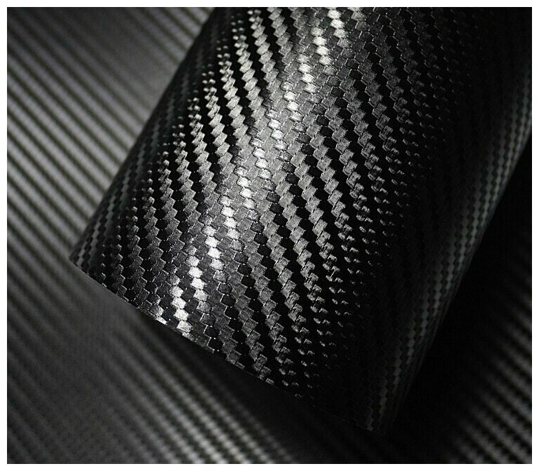 SunGrass / Защитная виниловая плёнка карбон 150х100 см 3D / Декор для мебели / Виниловая автомобильная черная карбоновая самоклеющаяся пленка