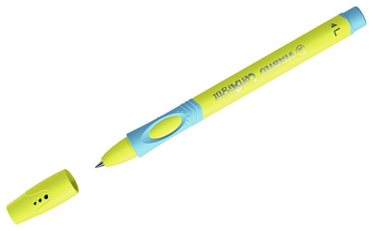 Ручка шариковая Stabilo "LeftRight" для левшей, синяя, 0,8мм, грип, желтый/голубой корпус 313098