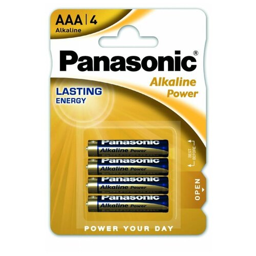 Батарейки Panasonic Alkaline Power AAA (4 шт.) батарейки panasonic lr6 alkaline power lr6apb 4p sr4 48шт