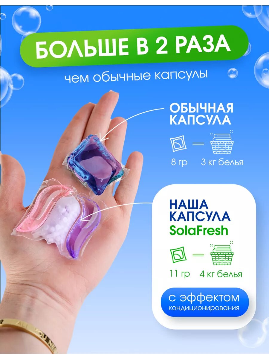 Капсулы для стирки цветного белья 3 в 1 30шт — фото 1