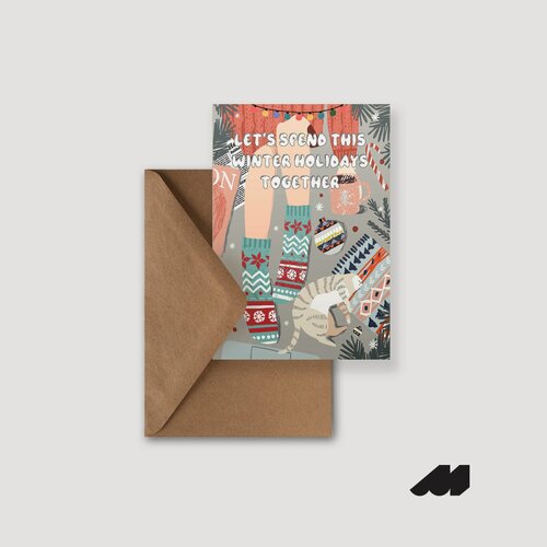 Изображение товара Новогодняя подарочная открытка meswero / складная / ny double / together winter holidays