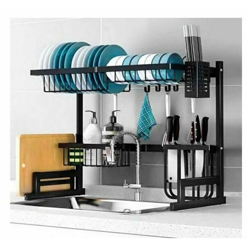 Сушилка для посуды настольная, сушка на раковину для кухни, Кухонная полка двухъярусная, органайзер на мойку, Держатель посуды кухонный или в шкаф