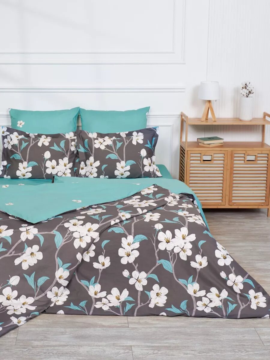 Постельное бельё SANPA HOME Elegance, семейное, сатиновое, 7 предметов