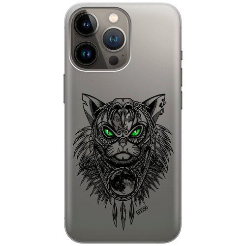 Силиконовый чехол на Apple iPhone 14 Pro / Эпл Айфон 14 Про с рисунком Shaman Cat чехол книжка на apple iphone 14 pro эпл айфон 14 про с рисунком shaman cat черный