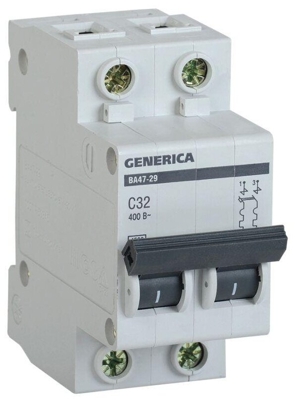 Generica MVA25-2-032-C Автоматический выключатель двухполюсный 32А (4.5 кА, C) IEK - фото №1