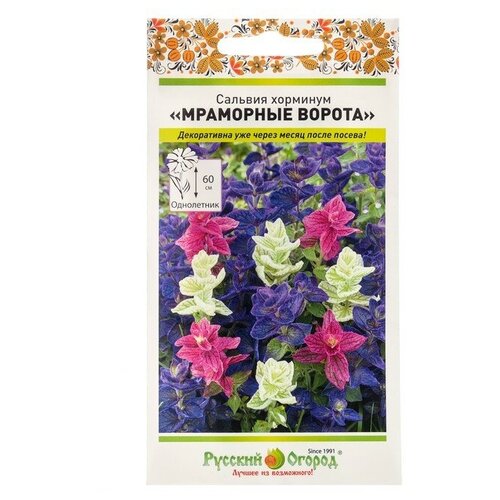Семена цветов Сальвия хорминум Мраморные ворота, смесь, 30 шт