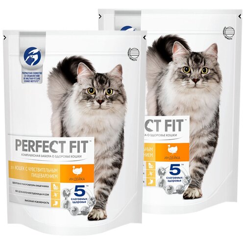 PERFECT FIT SENSITIVE для взрослых кошек при аллергии с индейкой (0,19 + 0,19 кг)