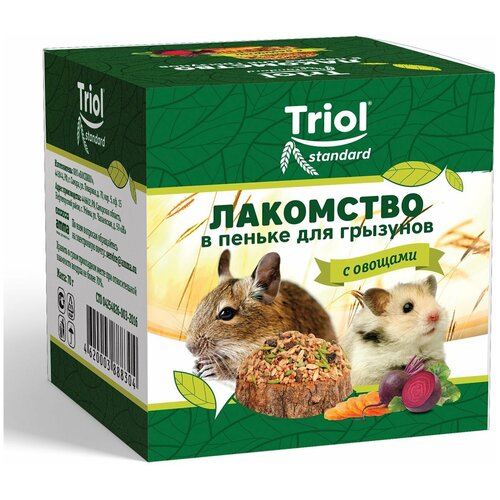 Лакомство в пеньке 70г с овощами Triol Standard (2 шт) лакомство triol с кроликом для собак 70г