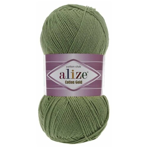 Пряжа Alize Cotton Gold (Ализе Коттон Голд) - 3 мотка 485 зеленый 55% хлопок, 45% акрил 330м/100г