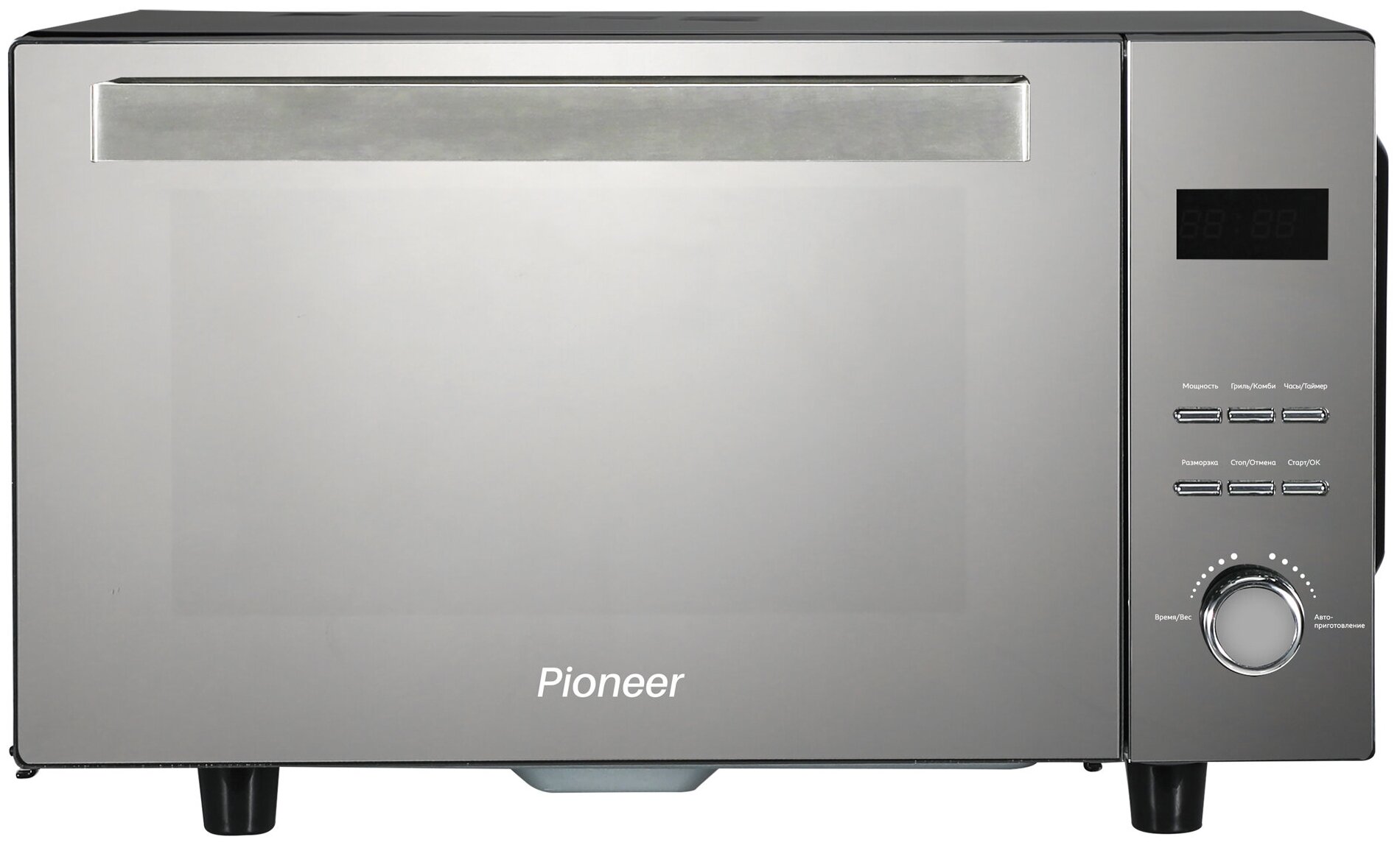 Микроволновая печь Pioneer MW360S 23 л с авторазмораживанием, грилем, таймером и часами, 5 уровней мощности, 800 Вт