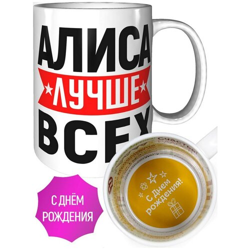 Кружка Алиса лучше всех - с днём рождения пожелания.