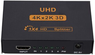 Разветвитель-сплиттер GSMIN AN-19 HDMI - 4xHDMI (4K, 2K, 60 Гц, 3D) (Черный)