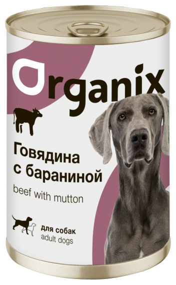Корм влажный Organix для собак говядина с бараниной, 410 г